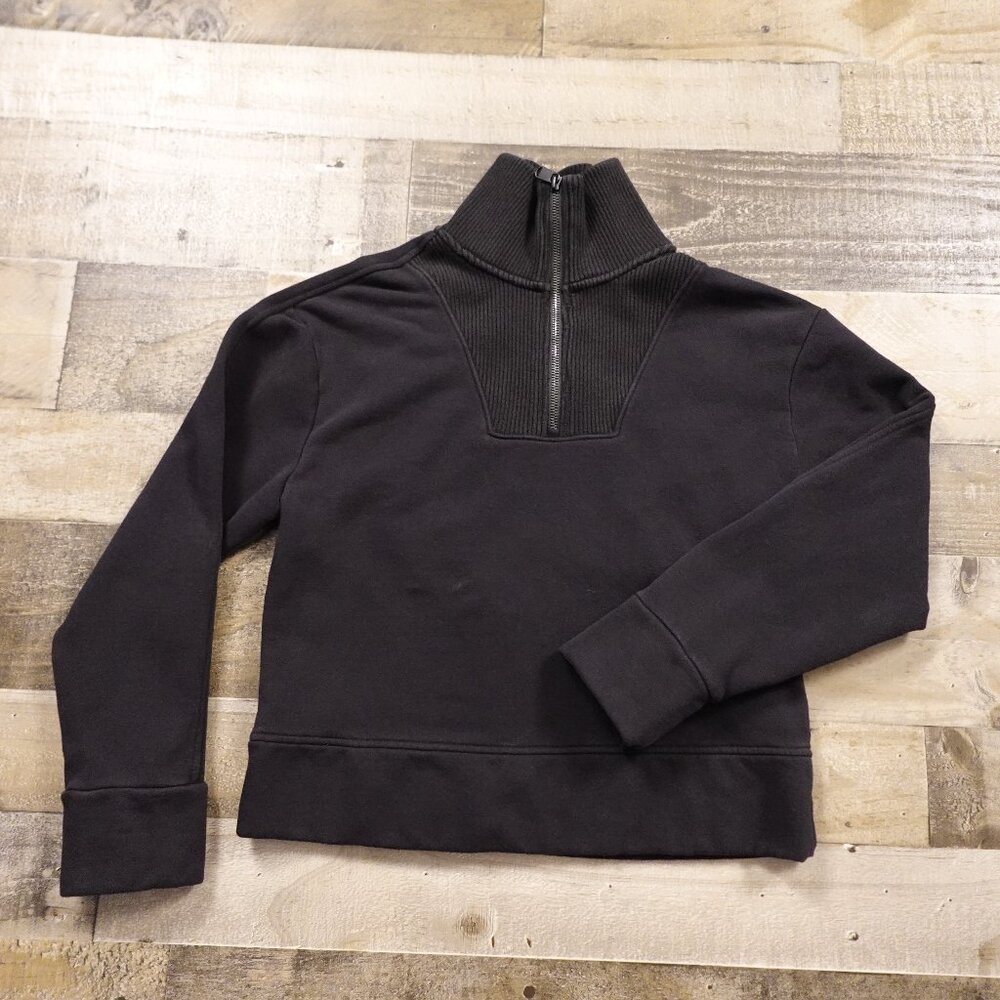 Athleta Retroplush Revive Half Zip Sweatshirt - Women's Size XS Black